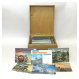 LARGE ASSORTMENT VTG TRAVEL POSTCARDS IN BOX
