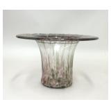 PURPLE GREEN CONFETTI WIDE RIM GLASS VASE