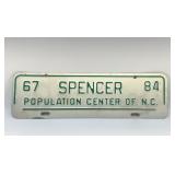 SPENCER, NC POPULATION CENTER MARKER