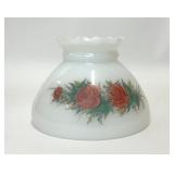 VTG MILK GLASS ROSE DECAL HURRICANE LAMP SHADE