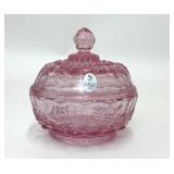 FENTON ART GLASS PINK POWDER JAR CANDY DISH