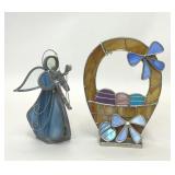 STAINED GLASS ANGEL AND EASTER BASKET
