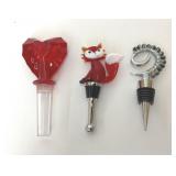3 ART GLASS METAL BOTTLE STOPPERS