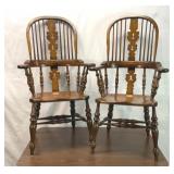 2 antique Victorian Yew WOOD Windsor armchair