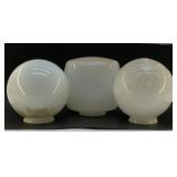 3 OLD MILK GLASS LAMP SHADES