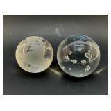 PAIR OF GLASS PAPER WEIGHTS 3 inches