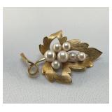 WELLS 14k GF LEAF BROOCH