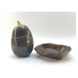 HILBORN POTTERY BOWL, EGGPLANT JAR