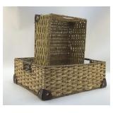 PAIR OF WOVEN STORAGE BASKETS