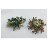 2 1950ï¿½s RHINESTONE BROOCHES UNSIGNED