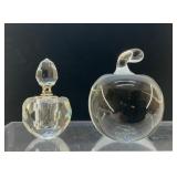 CRYSTAL APPLE PAPERWEIGHT, PERFUME BOTTLE