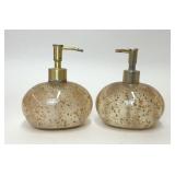 VTG PAIR NICOLE MILLER GOLD FLAKES SOAP DISPENSER
