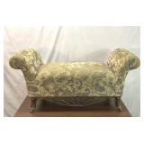 48" scroll roll fabric and metal bedroom bench