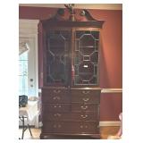 VTG MAHOGANY SECRETARY HUTCH CABINET