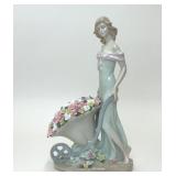 FINE PORCELAIN SCULPTURE WOMAN WITH FLOWERS