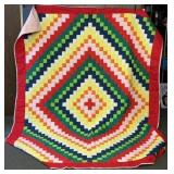 VIBRANT " TRIP AROUND THE WORLD" VINTAGE QUILT