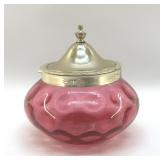 CRANBERRY THUMBPRINT LIDDED BOWL
