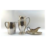 SILVERPLATE PITCHERS, GRAVY BOAT