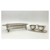 SILVERPLATE SERVING DISH STAND CREAMER SUGAR SET