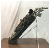 Vintage ping golf bags and golf clubs & BAT