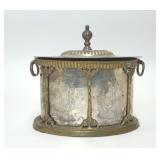 VTG SILVERPLATE & BRASS BISCUIT BARREL TEA CADDY