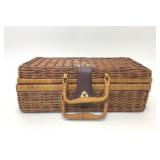 VTG SUITCASE WICKER PICNIC BASKET