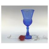 2 GLASS ROSES, WASHINGTON AVON COBALT GOBLET