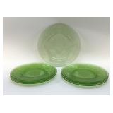 GREEN DEPRESSION, CAMEO GLASS PLATES