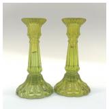 VTG GLASS CANDLESTICKS