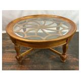 SPIDER WEB GLASS TOP ROUND COFFEE TABLE