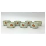 7 VTG HALL CHINA ORANGE POPPY CERAMIC CUSTARD CUPS