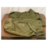 2 VTG OLIVE GREEN CANVAS MILITARY DUFFEL BAGS