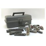 TOOL CHEST WITH ASSORTED KNIVES, 2 LIGHTERS