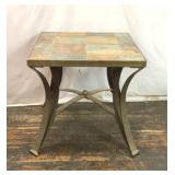 SLATE AND METAL SQUARE SIDE TABLE