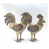 PAIR OF METAL ROOSTERS 14"