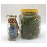 2 JARS OF VINTAGE MARBLES