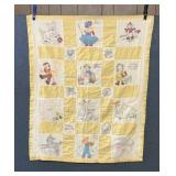 VINTAGE BABY QUILT WITH NURSERY RHYMES