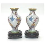 PAIR OF MINIATURE CHINESE CLOISONNE ENAMEL VASES