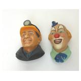 2 LEGEND PRODUCTS CHALKWARE WALL BUST CLOWN MINER