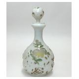 ANTIQUE VICTORIAN PAINTED MILK GLASS BARBER BOTTLE