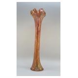 ANTIQUE CARNIVAL GLASS SWUNG VASE