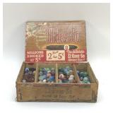 CIGAR BOX FULL OF ANTIQUE MARBLES