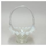 FENTON HOBNAIL OPALESCENT SMALL GLASS BASKET