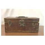 ANTIQUE WOODEN TOOL BOX TOOL CHEST