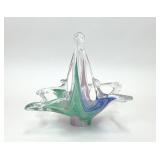 VTG MULTICOLOR MURANO ART GLASS BASKET