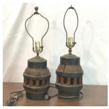 2 VTG WAGON WHEEL HUB LAMPS