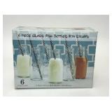 6 PIECE SET 10.5 OZ MILK BOTTLES WITH STRAWS
