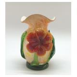 ART GLASS FLORAL APPLIQUï¿½ VASE 6"