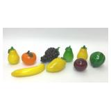9 PIECES VTG LIFE SIZE ART GLASS FRUIT