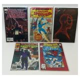 5 ASSORTED MARVEL COMICS AVENGERS SPIDER-MAN